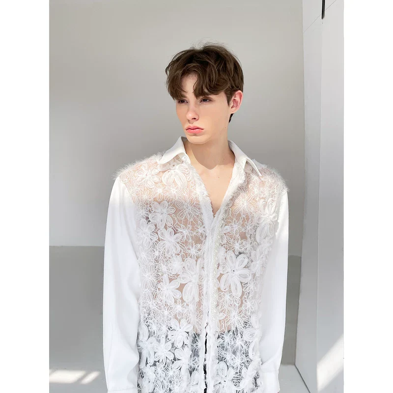 3D Floral Lace Hollow-Out Shirt - Image 2
