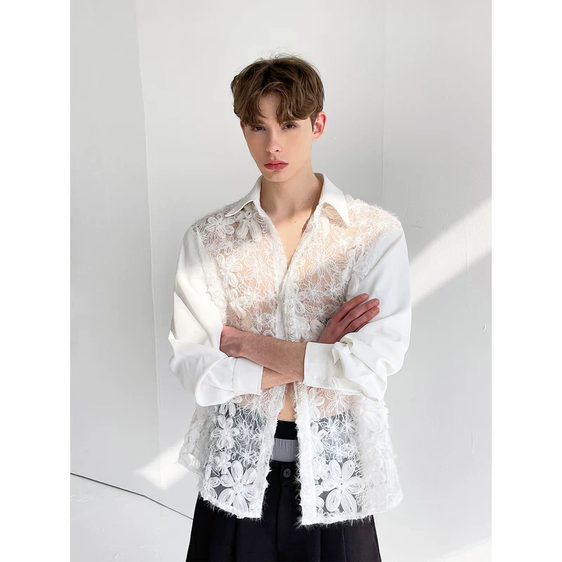 3D Floral Lace Hollow-Out Shirt - Image 3