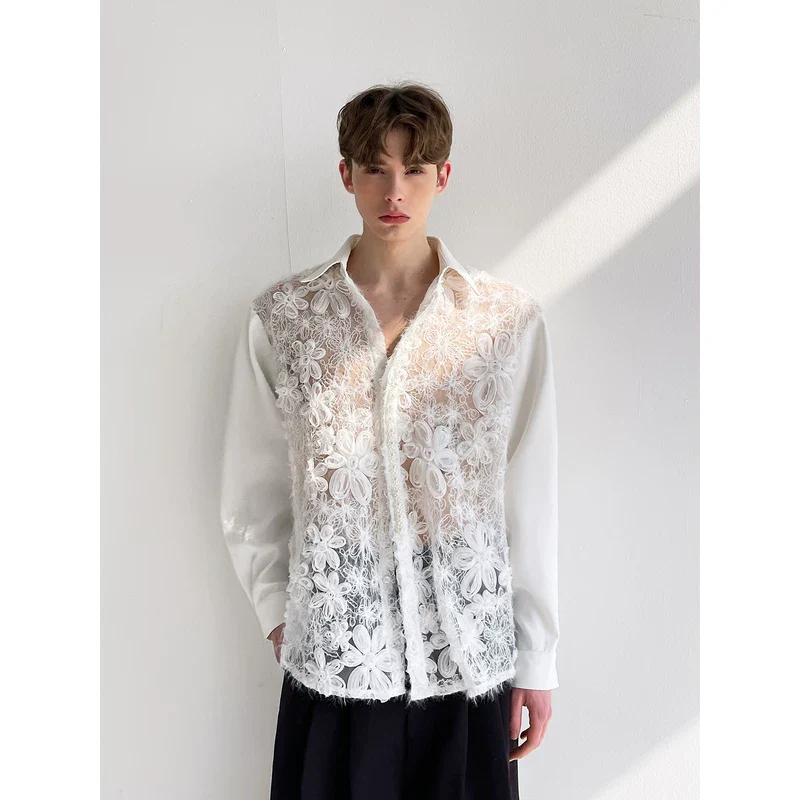 3D Floral Lace Hollow-Out Shirt - Image 4