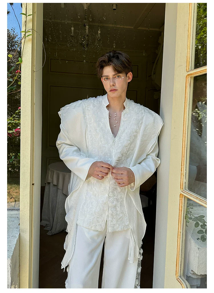 3D Floral Textured Casual Suit Jacket - Image 5