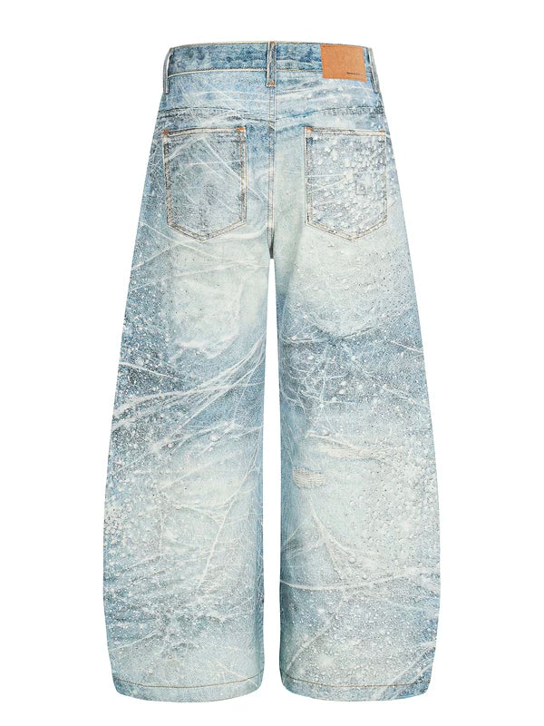 3D Printed Wide-Leg Denim Pants - Image 2