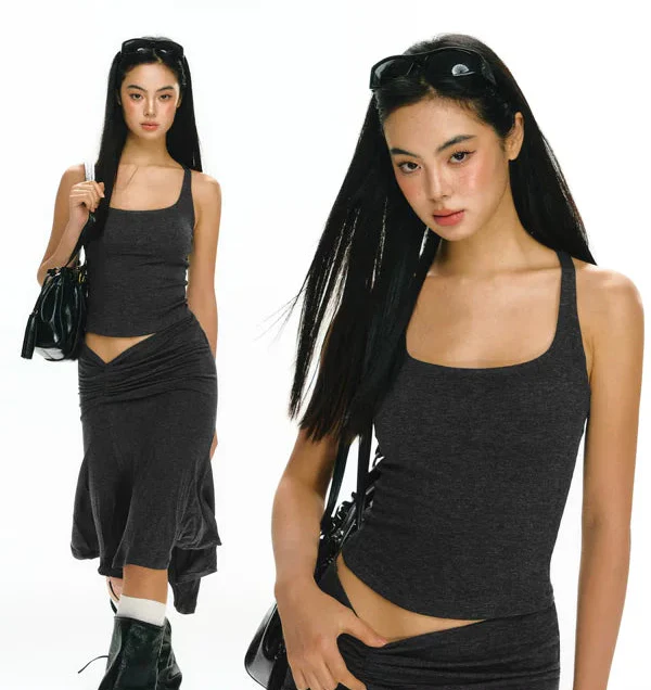 Asymmetrical Cutout Tank Top and Skirt - Image 6