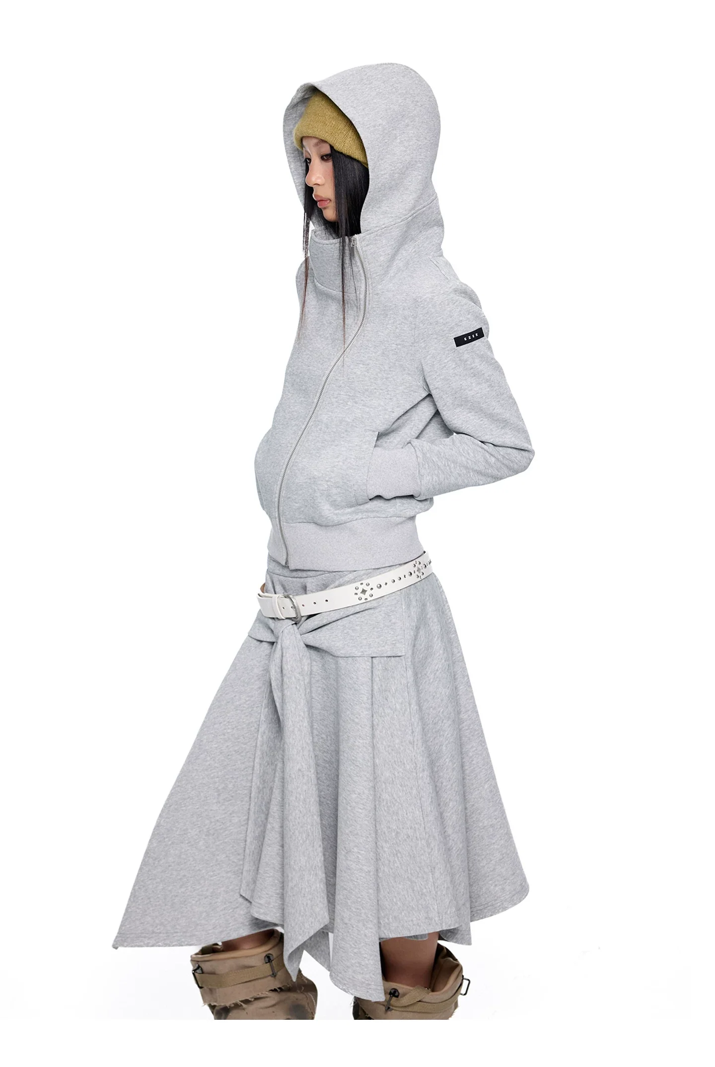 Asymmetrical Midi Sweatshirt Skirt - Image 7