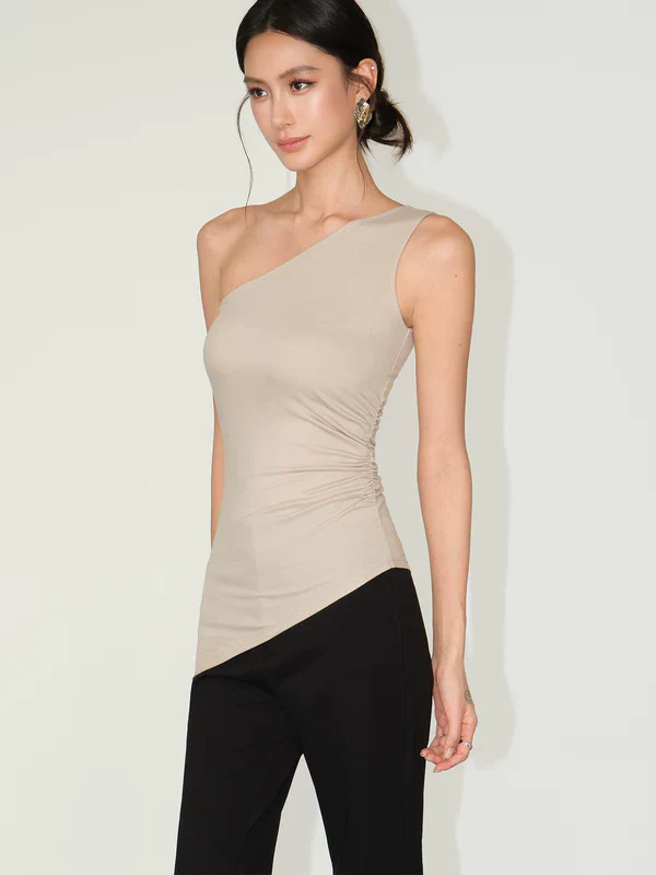 Asymmetrical One-Shoulder Fitted Tank Top