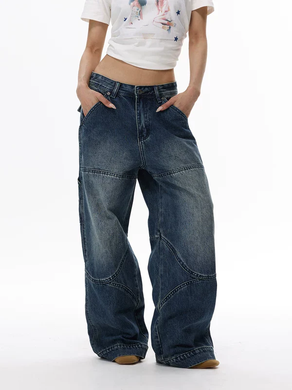 Panel Detailing Baggy Streetwear Jeans - Image 3
