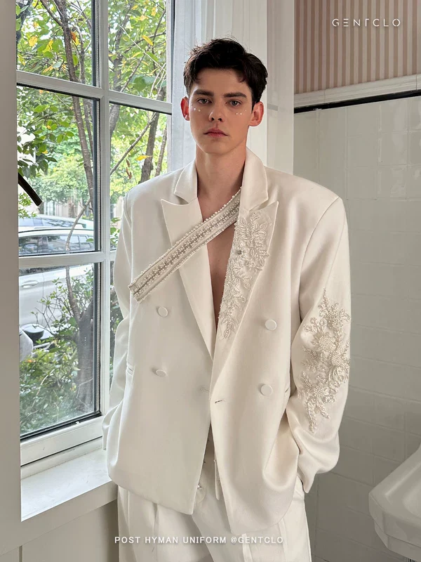 Beaded Double-Breasted Relaxed Jacket - Image 2