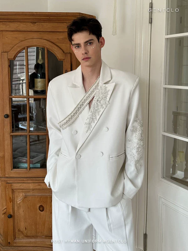 Beaded Double-Breasted Relaxed Jacket - Image 3