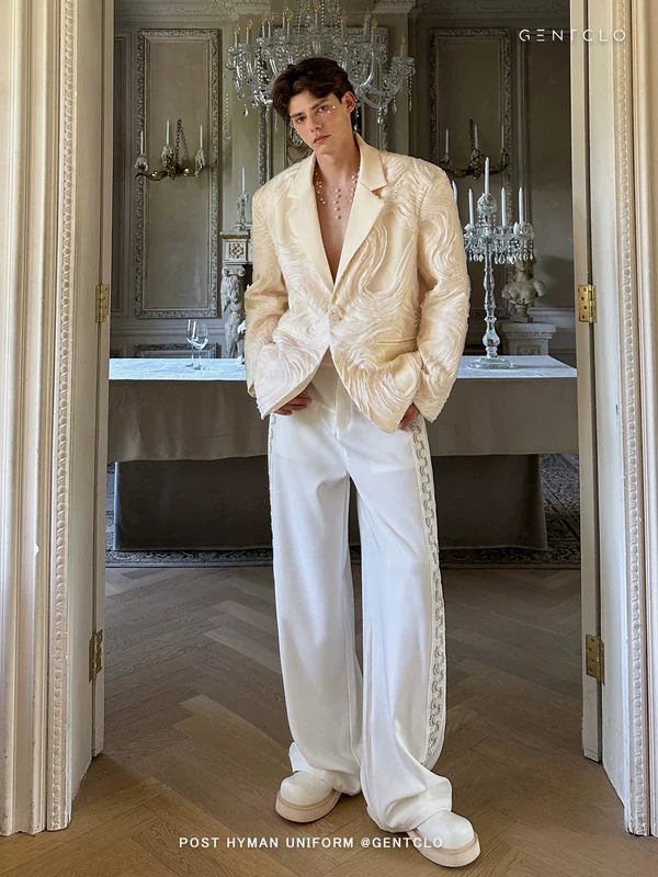 Beaded Side Stripe Loose Casual Pants - Image 6