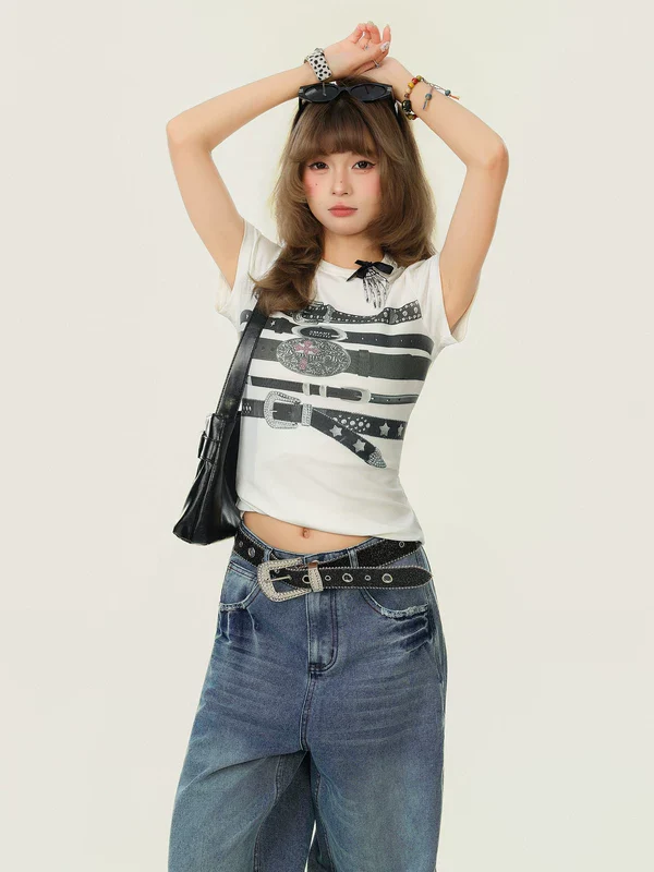 Belt Graphic Slim Fit Short-Sleeve T-Shirt - Image 2