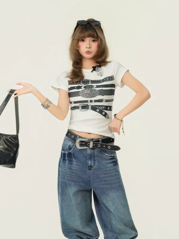 Belt Graphic Slim Fit Short-Sleeve T-Shirt - Image 3