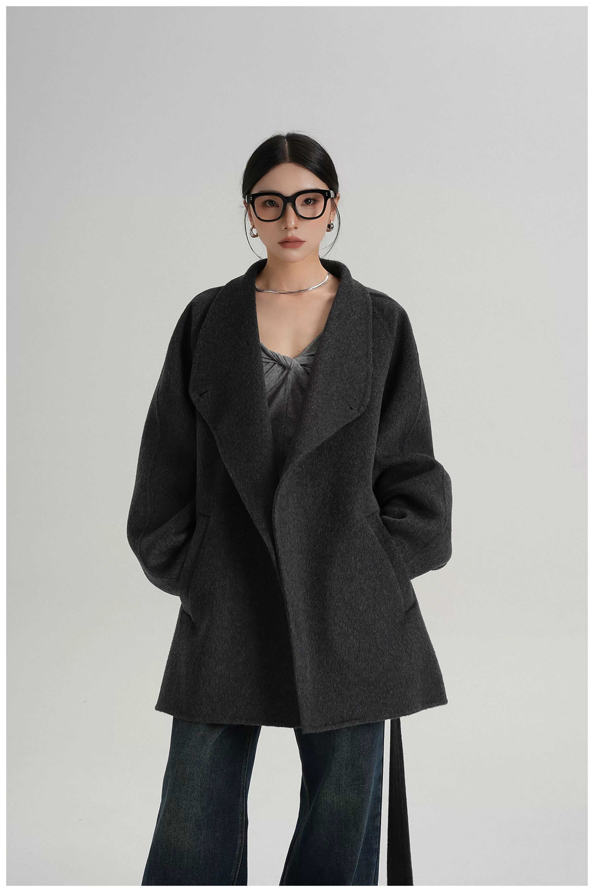 Belted Mid-Length Wool Coat - Image 10