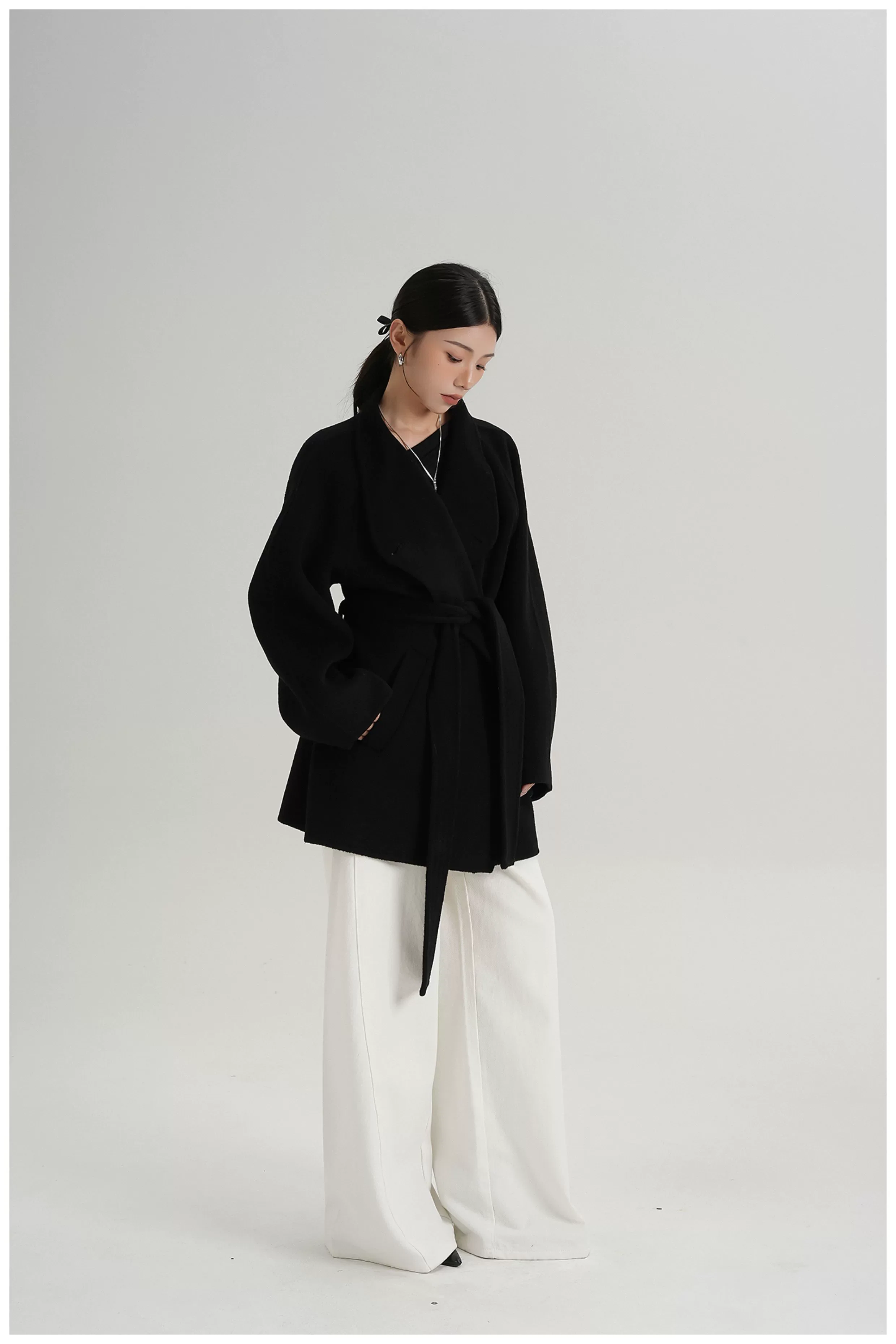 Belted Mid-Length Wool Coat - Image 12