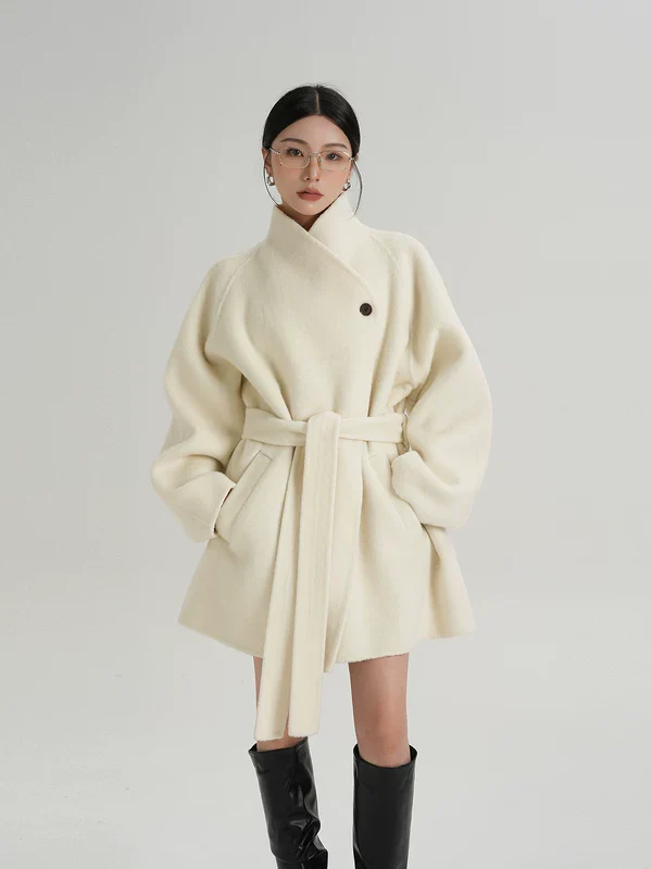 Belted Mid-Length Wool Coat - Image 2