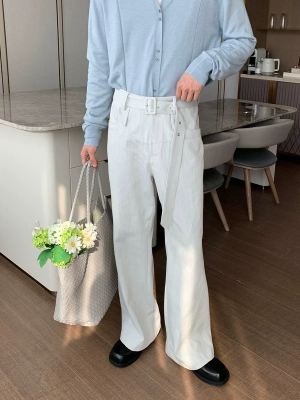 Belted Wide Leg Casual Pants - Image 3