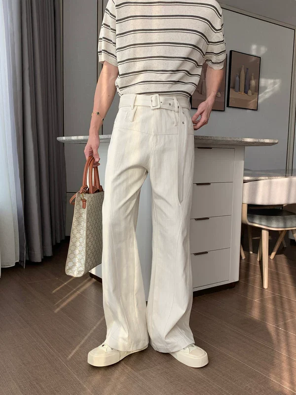Belted Wide Leg Casual Pants - Image 4
