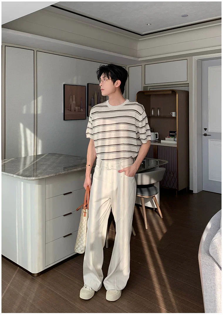 Belted Wide Leg Casual Pants - Image 8
