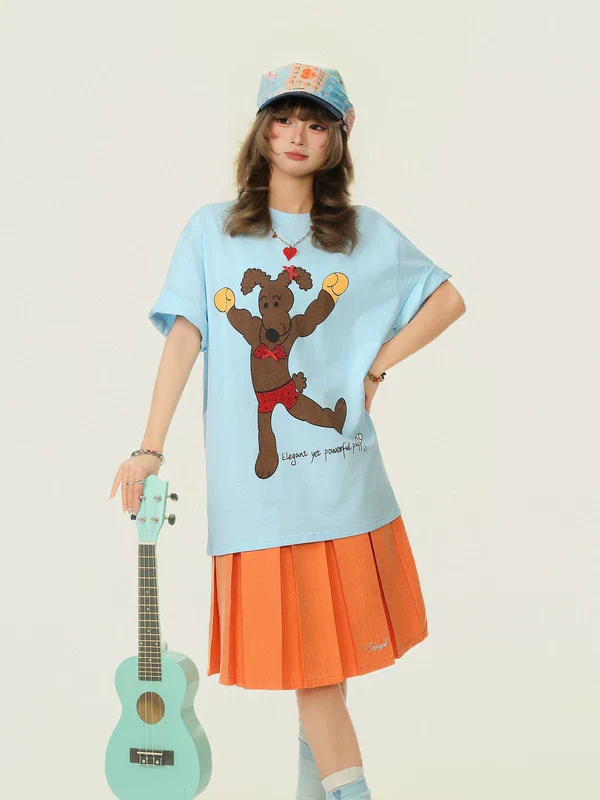 Boxing Puppy Graphic Oversized T-Shirt - Image 2