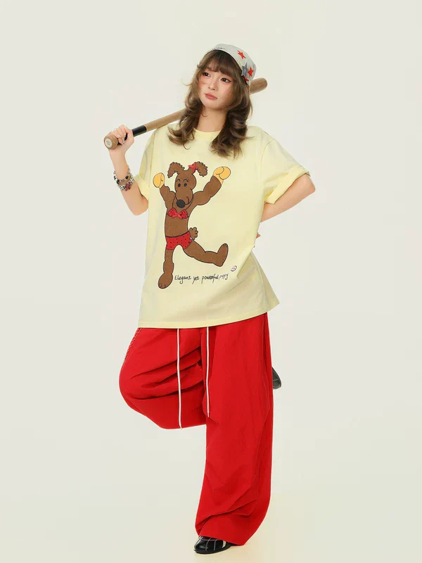 Boxing Puppy Graphic Oversized T-Shirt - Image 7