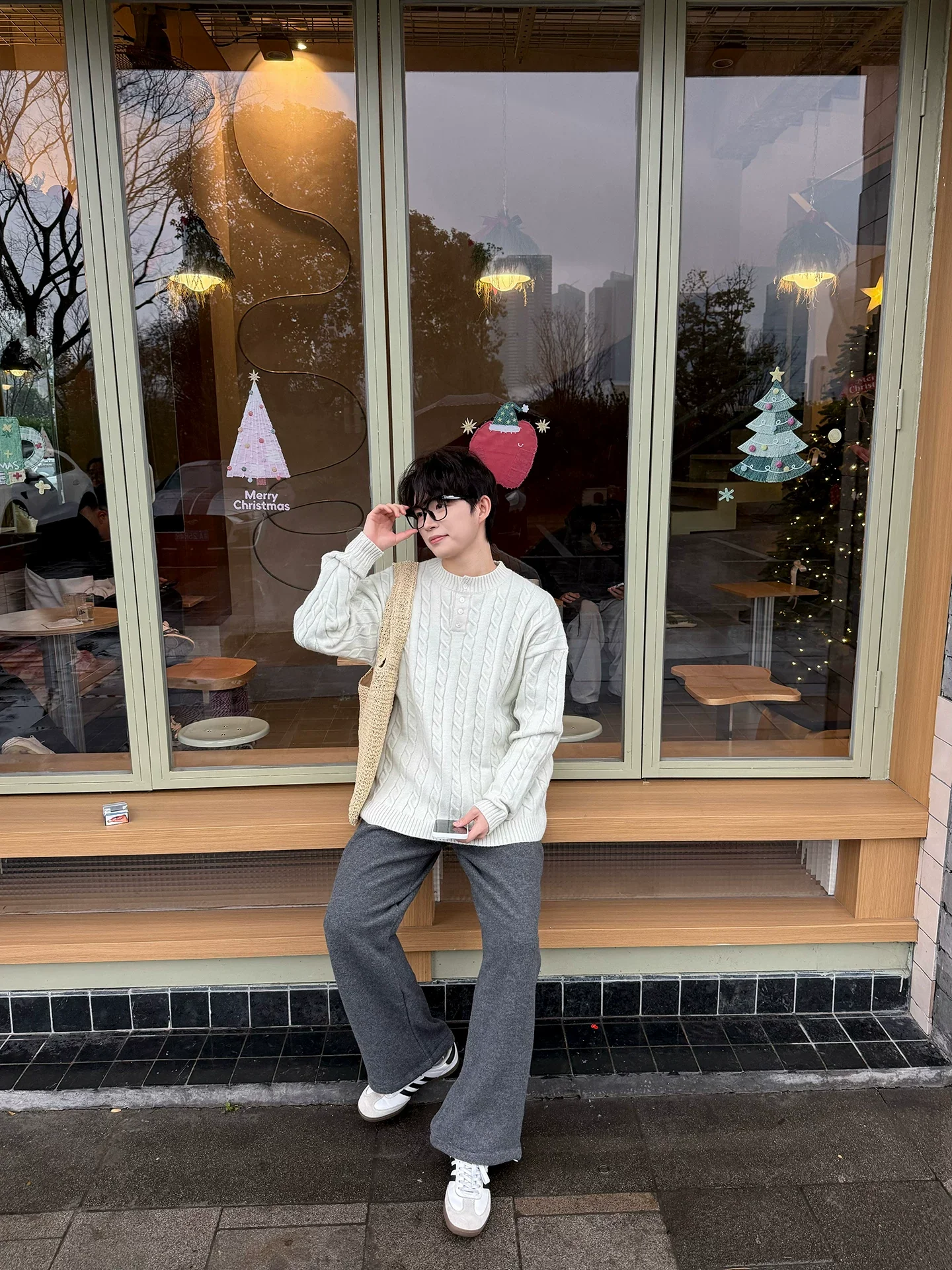 Button-Down Henley Cable Knit Sweater - Image 10