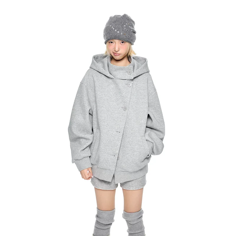 Button-Down Wool Hooded Short Jacket - Image 6