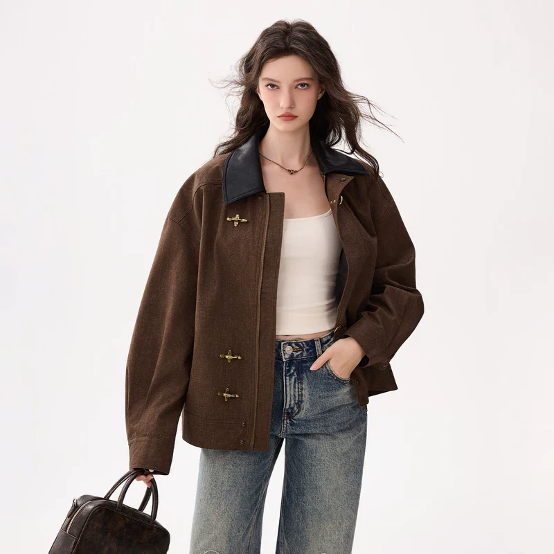 Stand Collar Button Bomber Jacket - Image 5