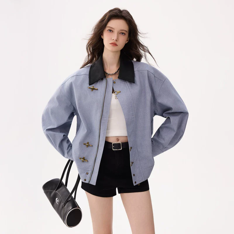 Stand Collar Button Bomber Jacket - Image 6