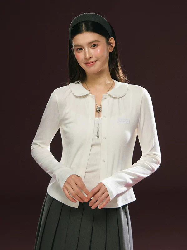 Button Front Knit Sweatshirt - Image 2