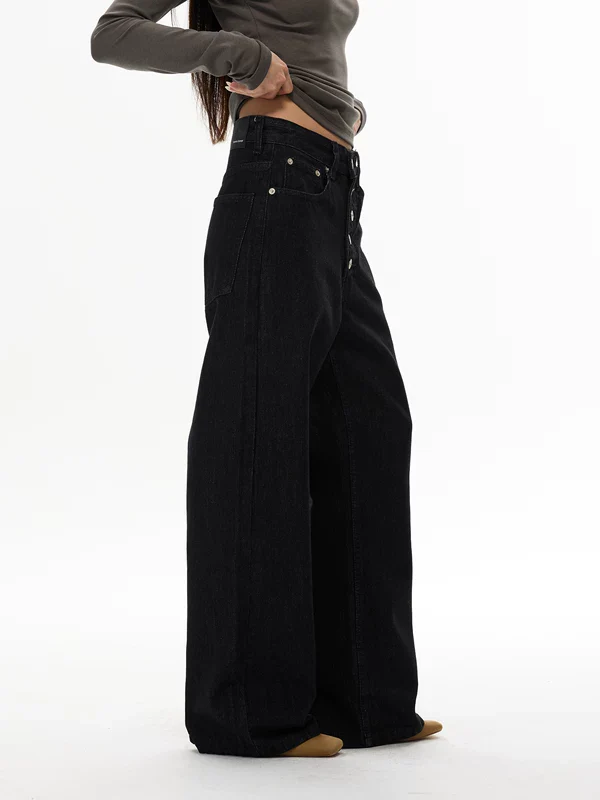 Button Front Straight Leg Jeans - Image 4