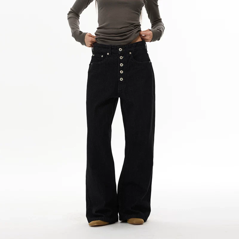 Button Front Straight Leg Jeans - Image 5