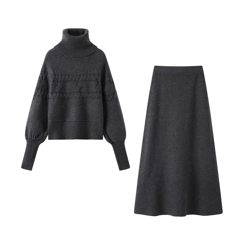 Cable Knit Sweater and Skirt Set - Image 3
