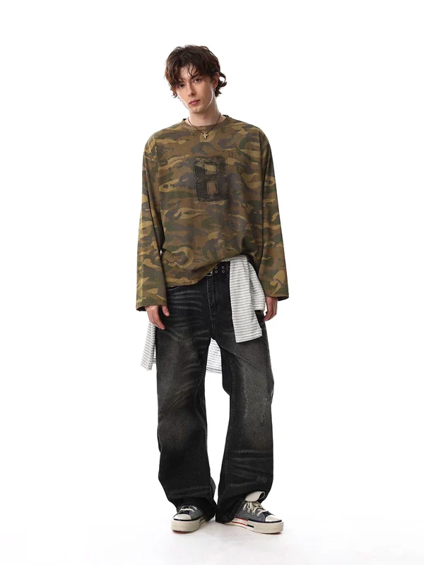 Camouflage Long Sleeve Number Graphic T-Shirt - Image 6