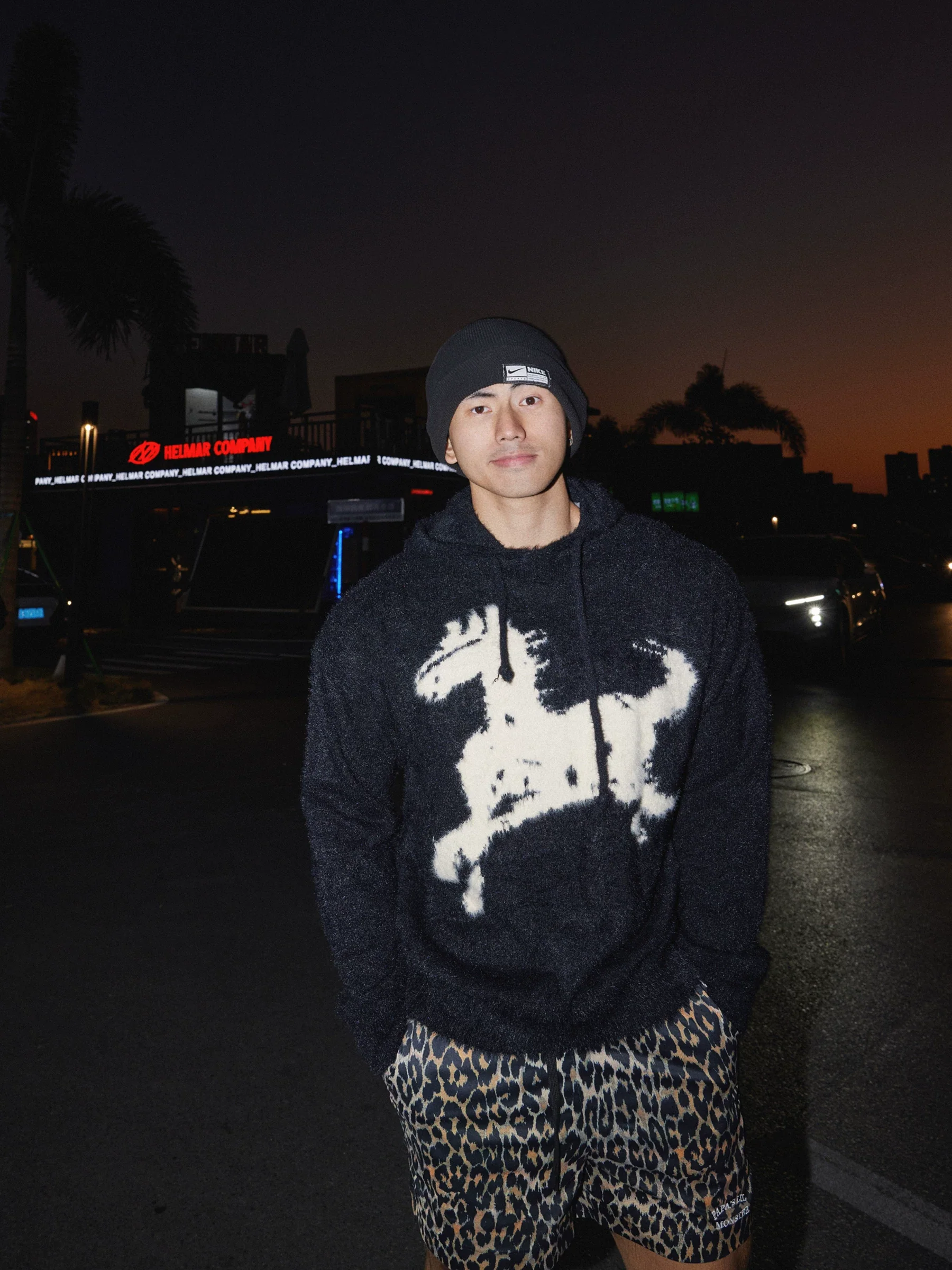 Cartoon Horse Graphic Knit Hooded Sweater - Image 4