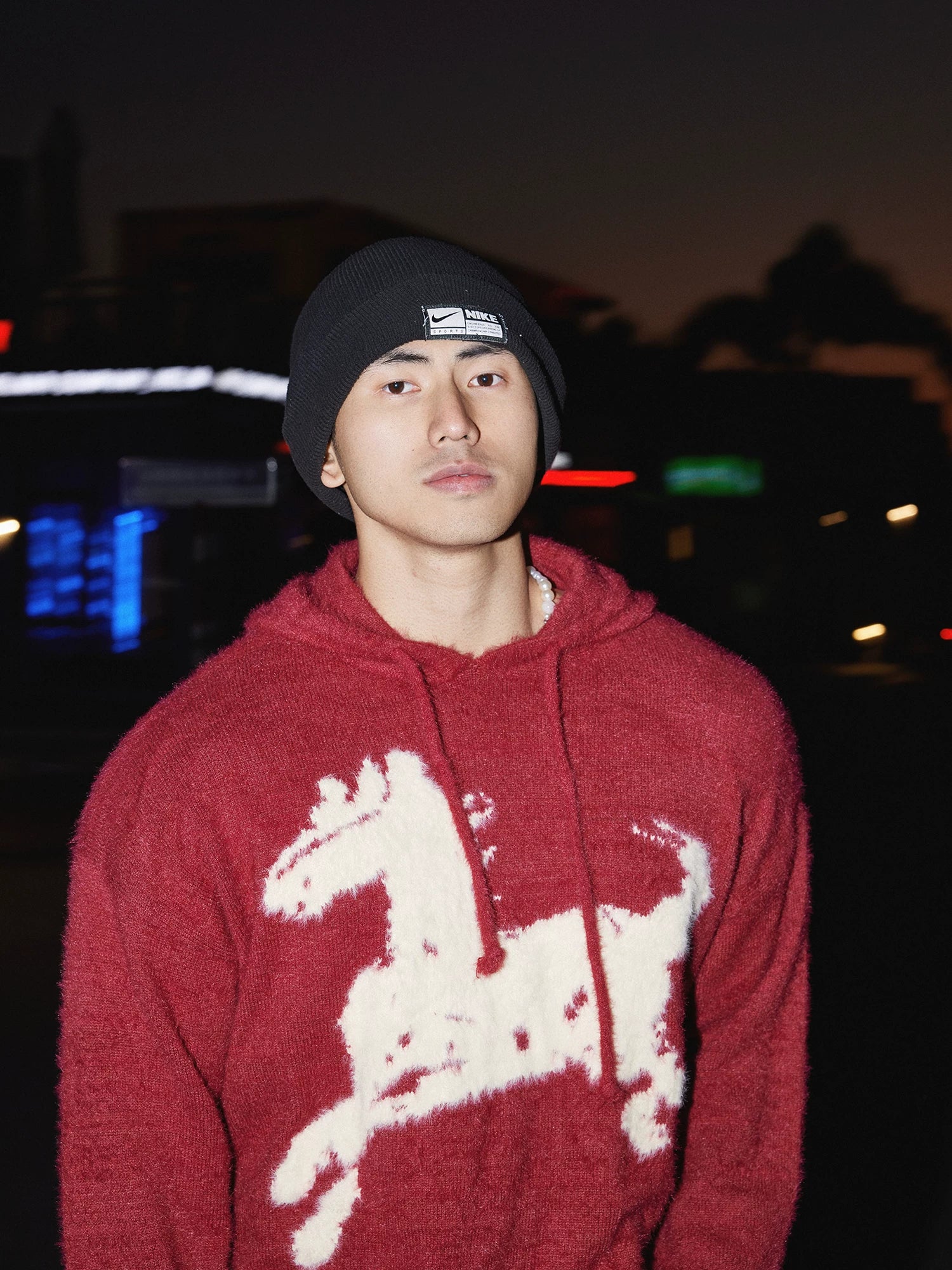 Cartoon Horse Graphic Knit Hooded Sweater - Image 8