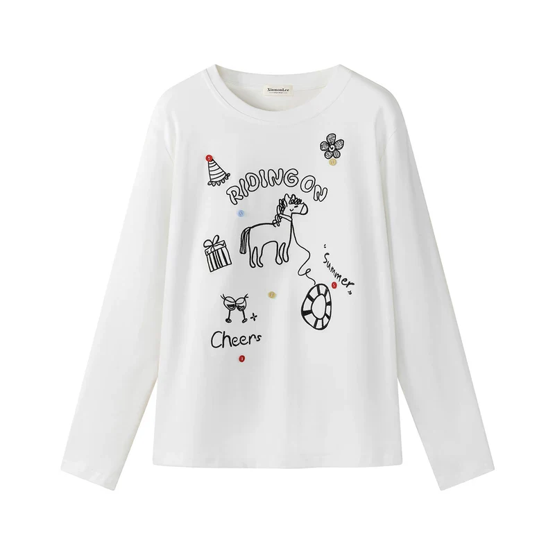 Cartoon Pony Embroidered Long Sleeve Top - Image 3