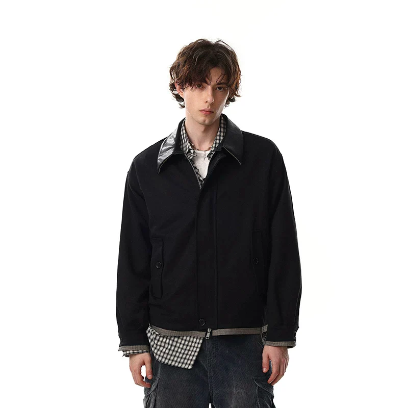 Casual Colorblock Collar Loose Fit Jacket - Image 4