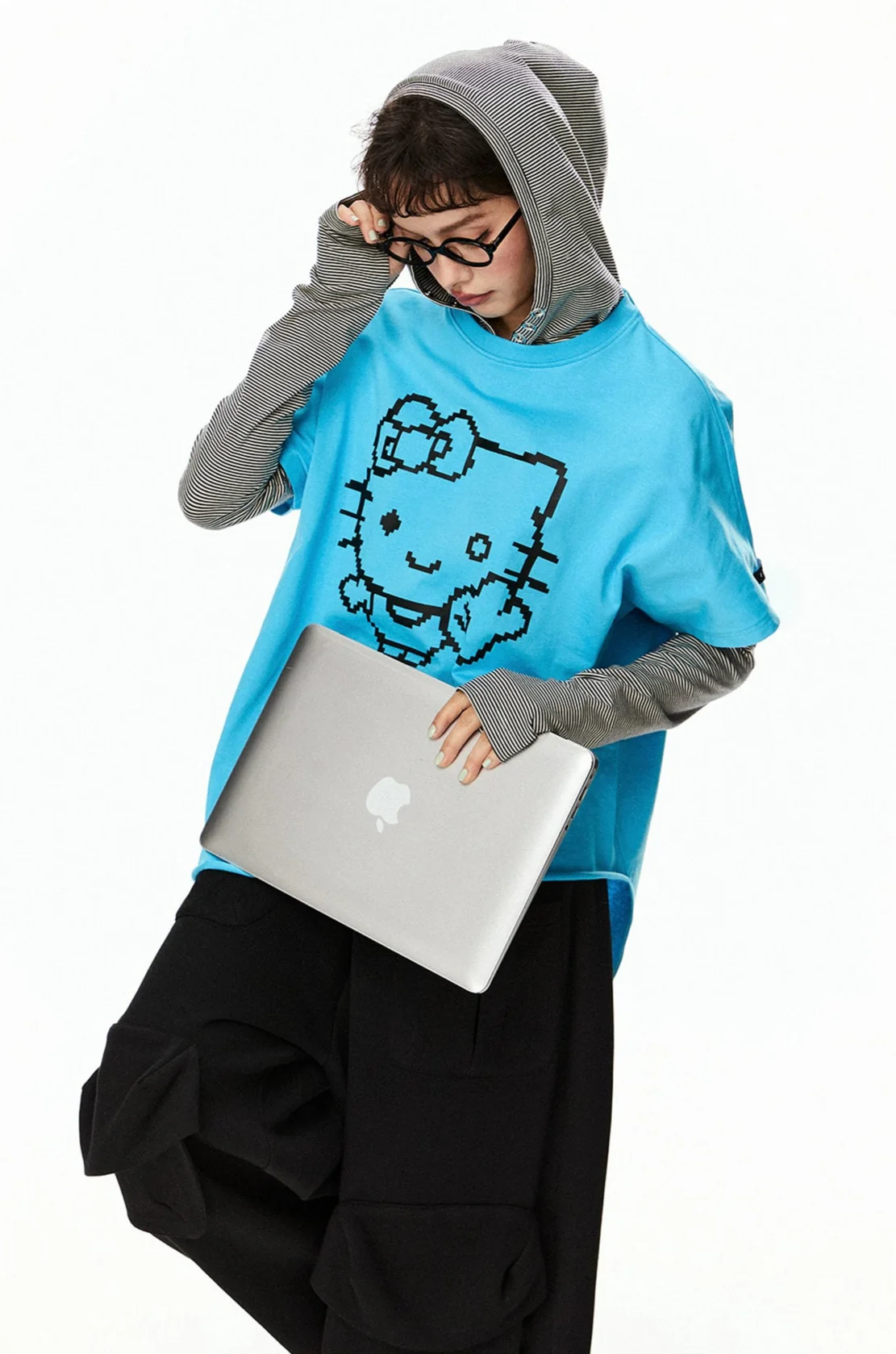Cat Print Irregular Hem Turtleneck - Image 4