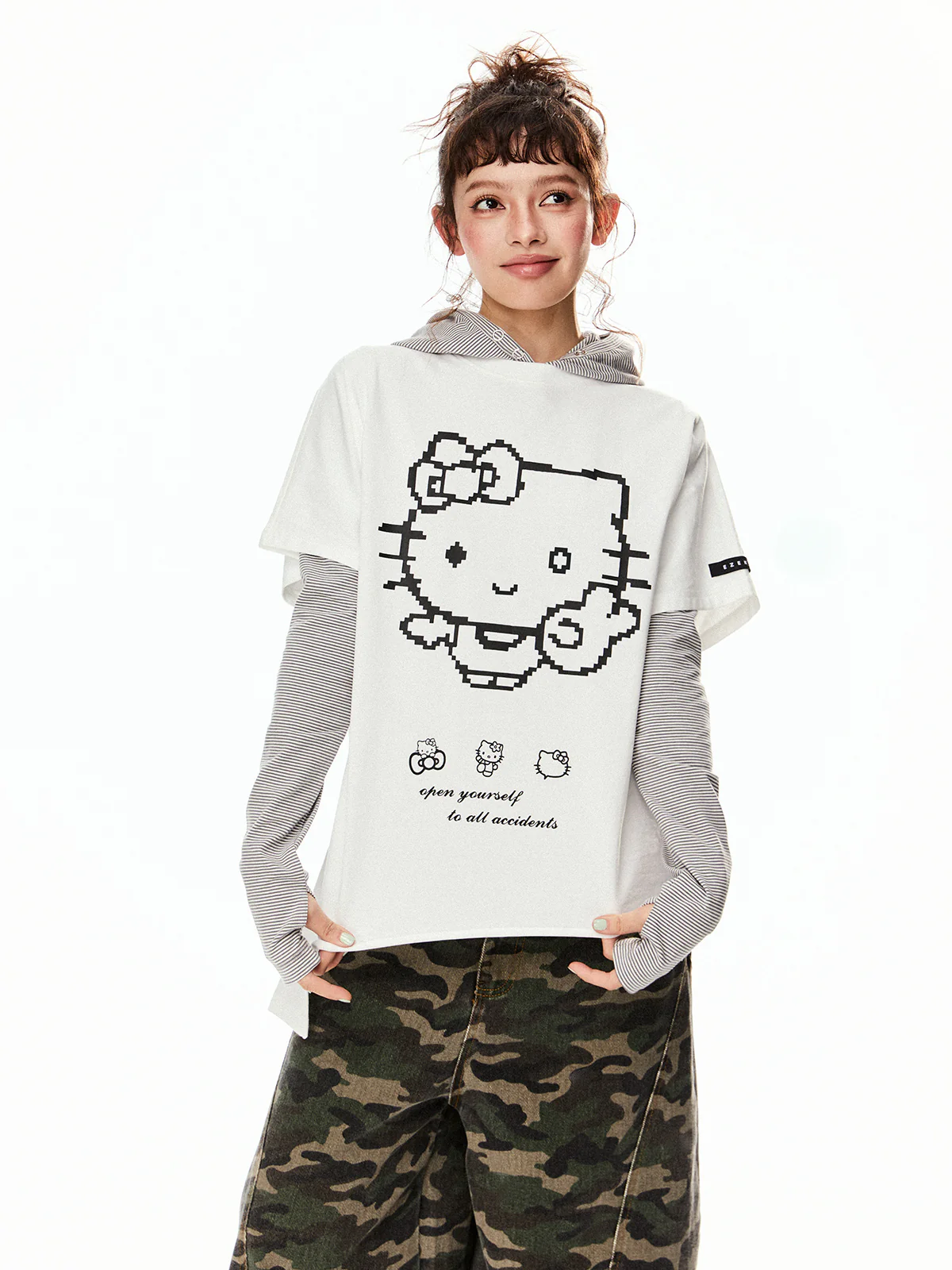 Cat Print Irregular Hem Turtleneck - Image 5