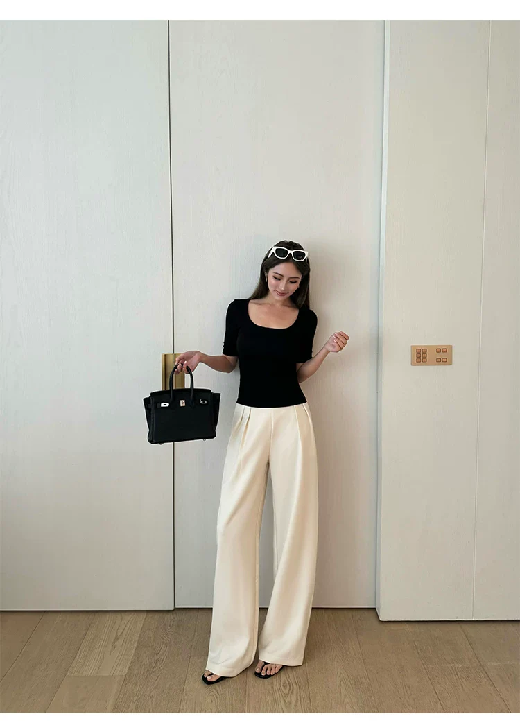 Classic High-Waist Wide-Leg Straight Pants - Image 5