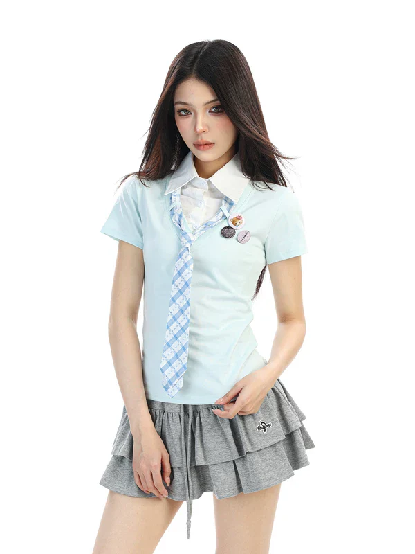 Star Tie Collared Short-Sleeve Shirt - Image 3