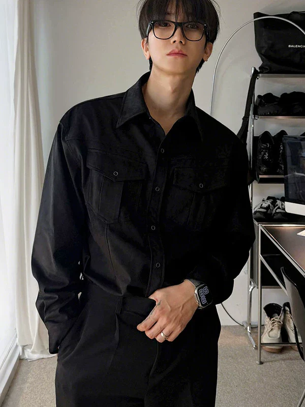 Collared Workwear Shirt Jacket with Pockets - Image 3