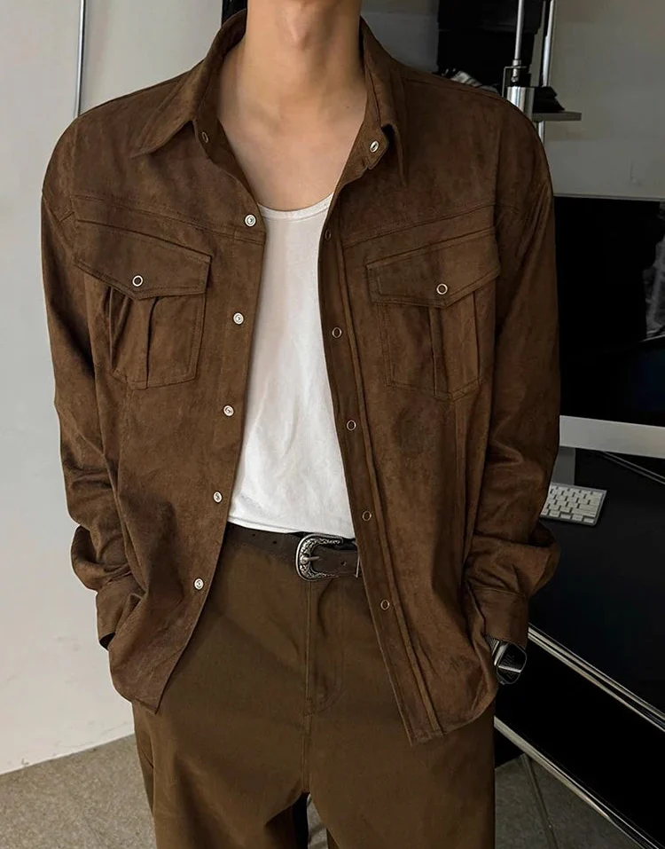 Collared Workwear Shirt Jacket with Pockets - Image 4