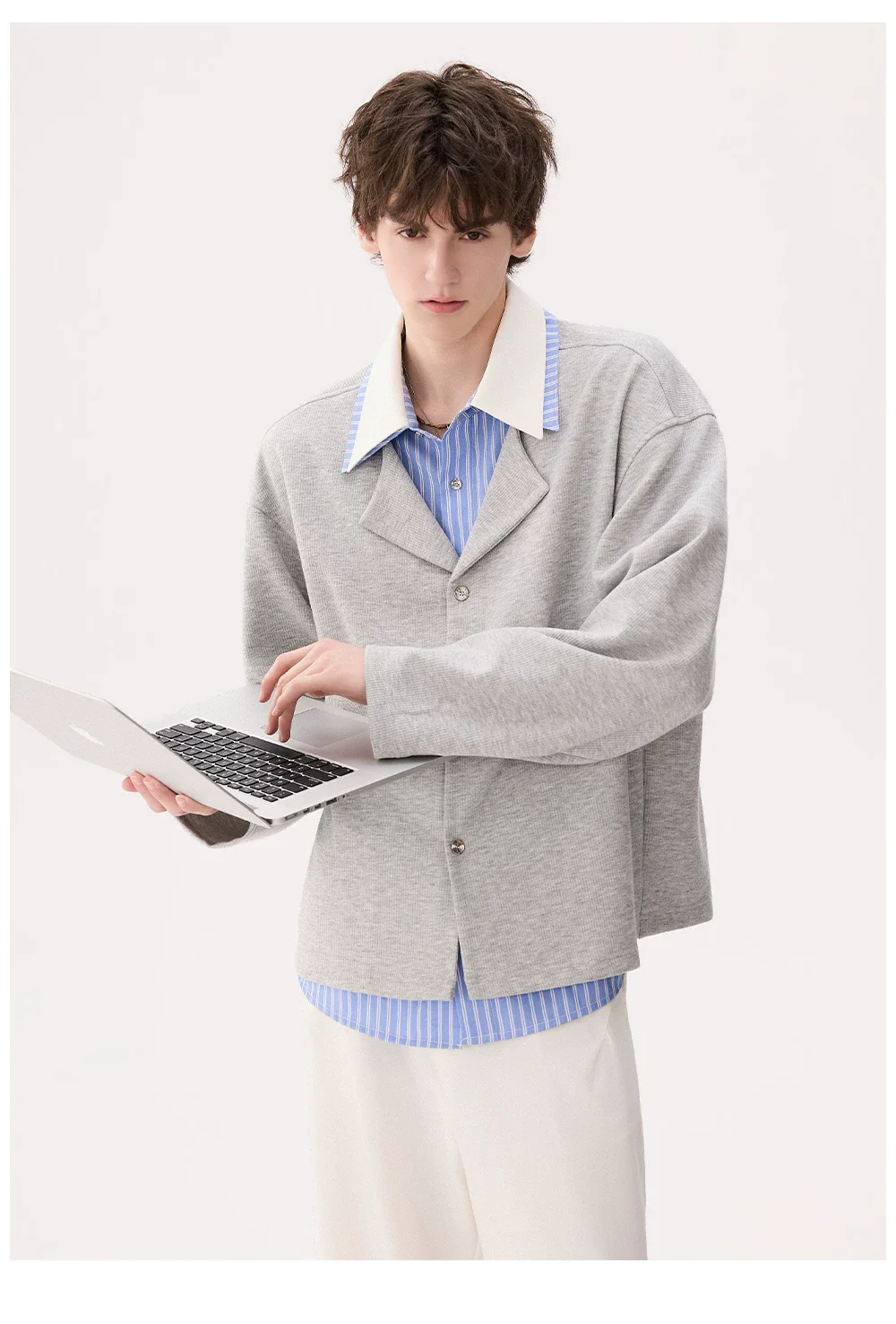 Colorblock Collar Long Sleeve Shirt - Image 8