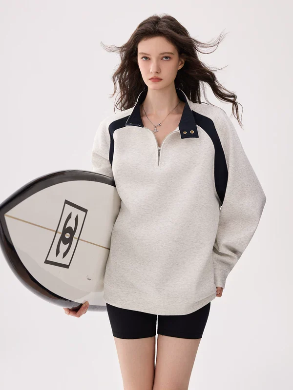 Colorblock Quarter-Zip Sweatshirt - Image 2