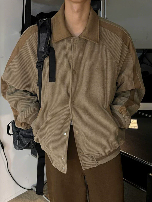 Corduroy Collared Loose Fit Jacket - Image 3