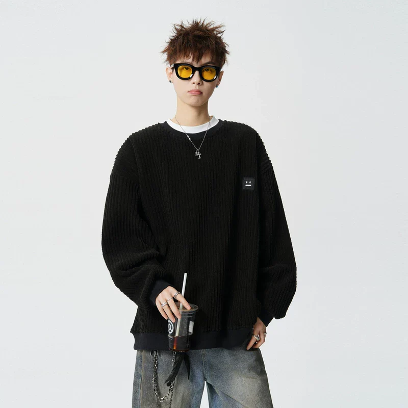 Corduroy Crew Neck Oversized Sweatshirt - Image 3