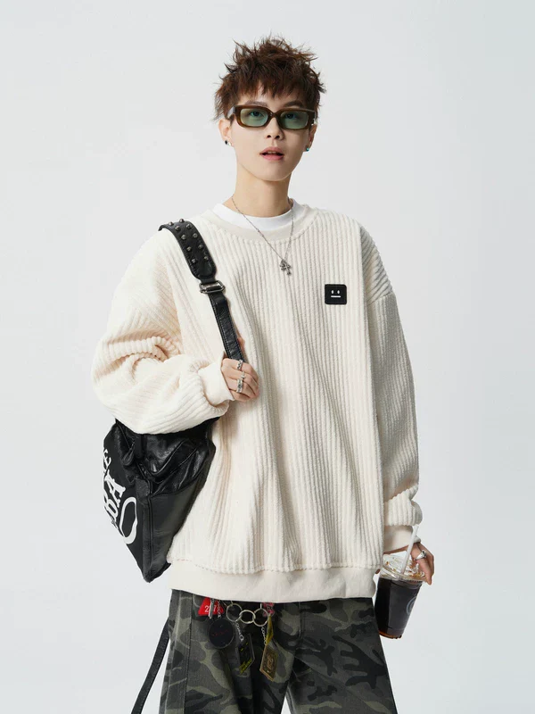 Corduroy Crew Neck Oversized Sweatshirt - Image 4