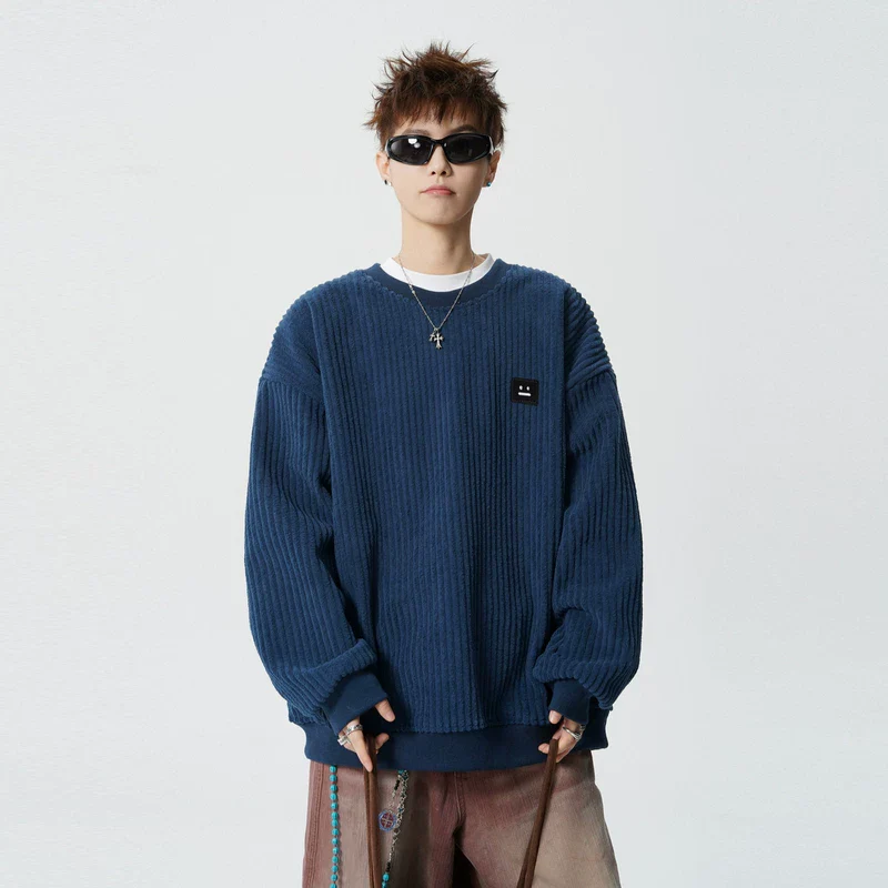 Corduroy Crew Neck Oversized Sweatshirt - Image 5