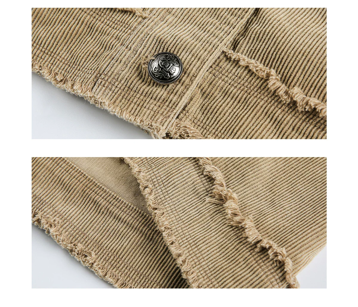 Corduroy Frayed Hem Work Jacket - Image 8