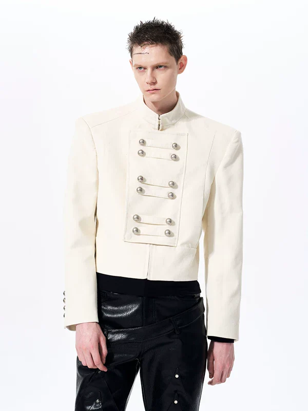 Fold Buttons Corduroy Short Jacket - Image 2