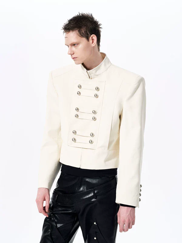 Fold Buttons Corduroy Short Jacket - Image 4